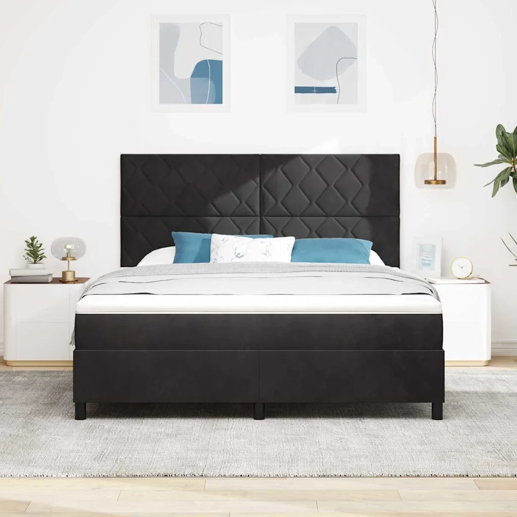 Letto a Sorgente LED con materasso Nero 180 x 200 cm Velluto 3343396