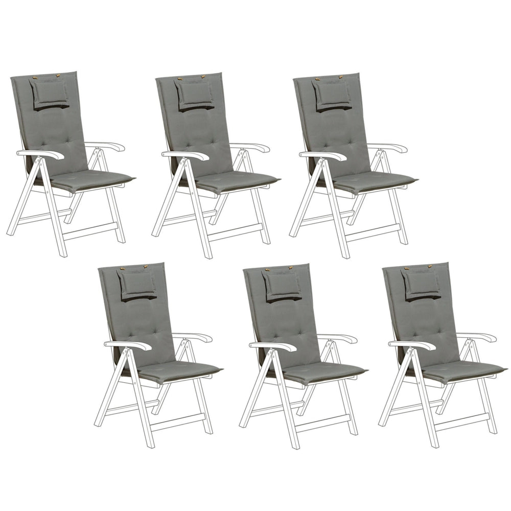 Set di 6 cuscini per sedie da giardino Cuscino per schienale in poliestere grigio Design moderno Cuscino per esterni