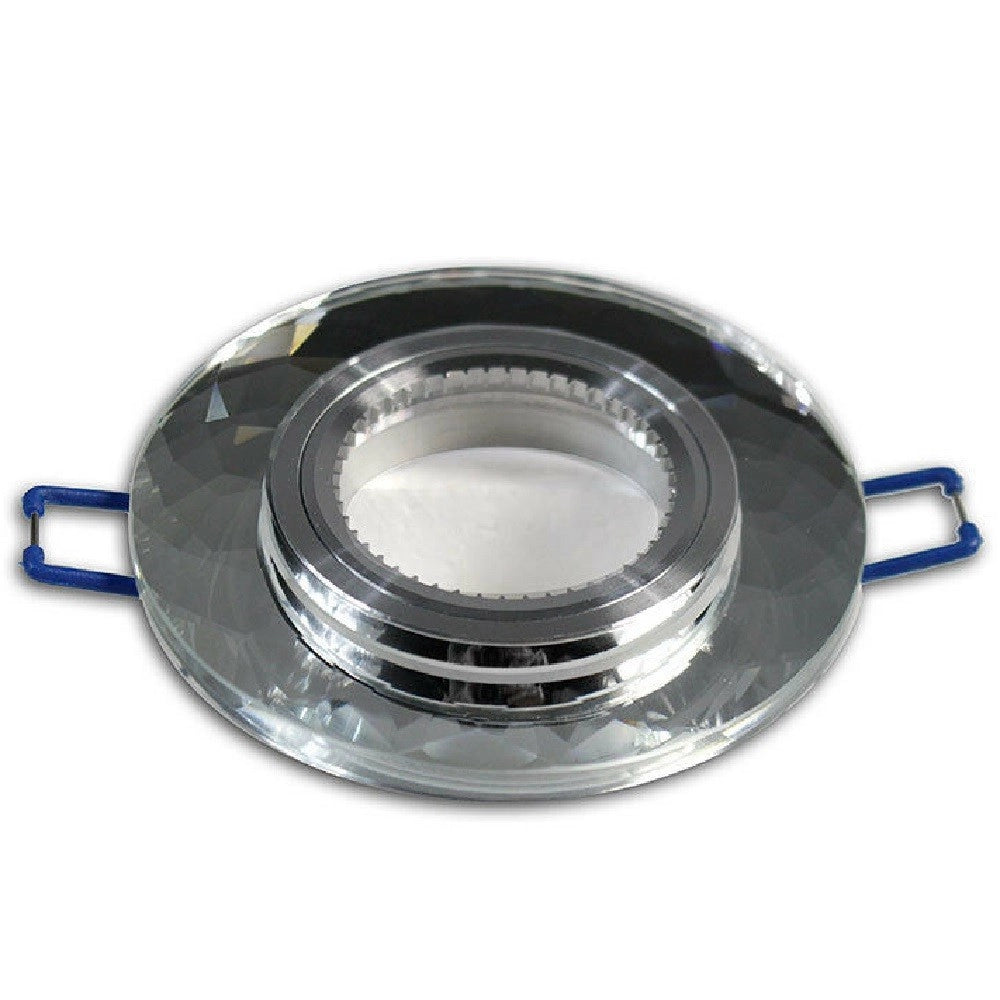 Trade Shop - Portafaretto Da Incasso Tondo Vetro Effetto Specchio Supporto Controsoffitto P19 - Argento