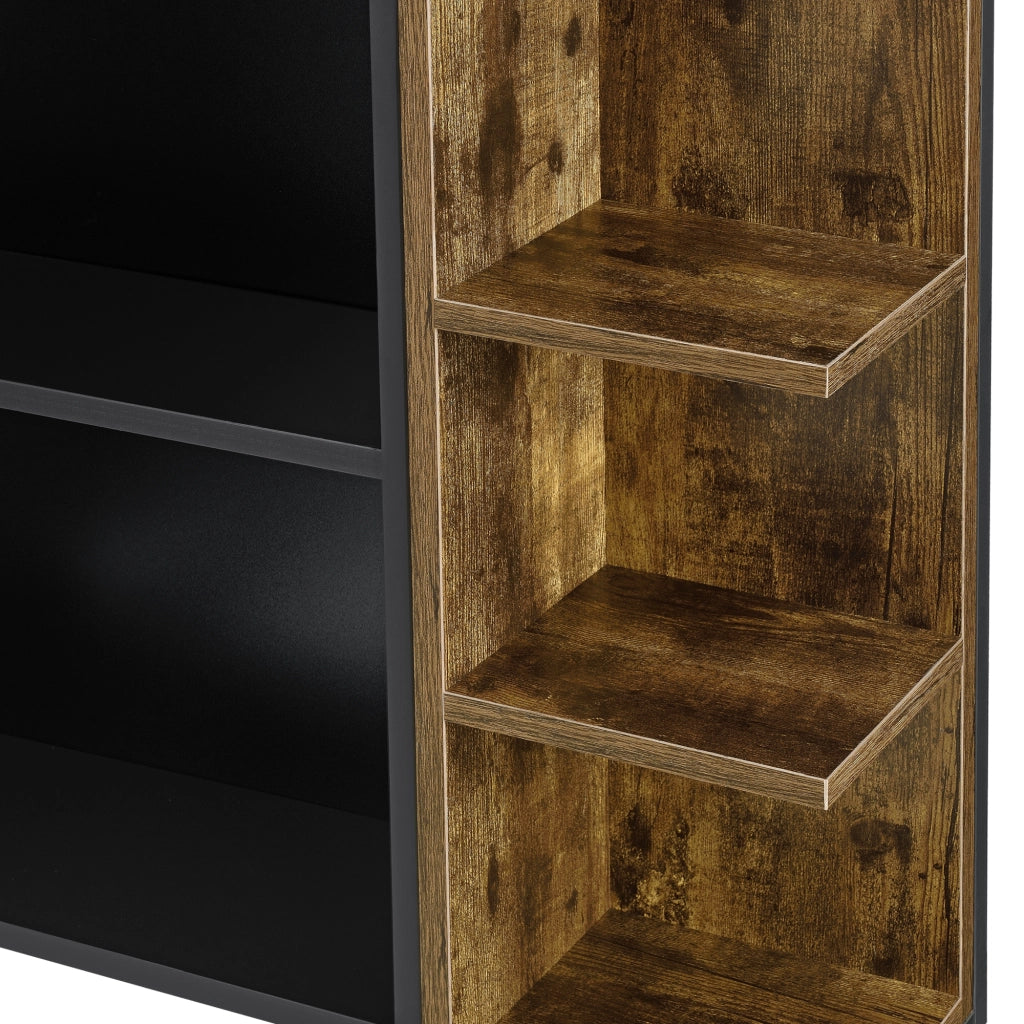 Armadietto da Muro Harstad per Bagno con Specchio Anta e Ripiani Laterali 64x80x20 cm - Effetto Legno Scuro/Nero [en.casa]