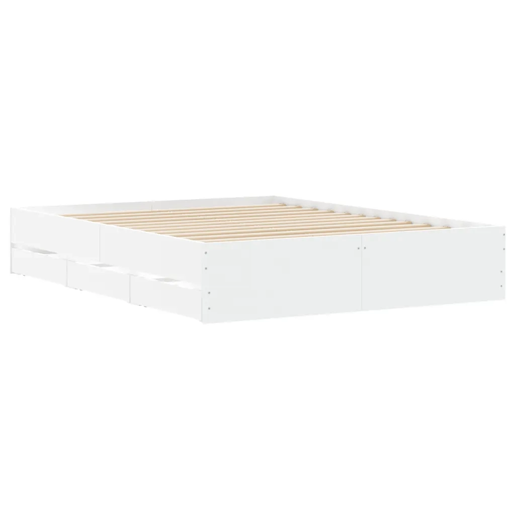 Giroletto con Cassetti-Struttura Letto con contenitore Bianco 150x200 cm in Legno Multistrato 511432