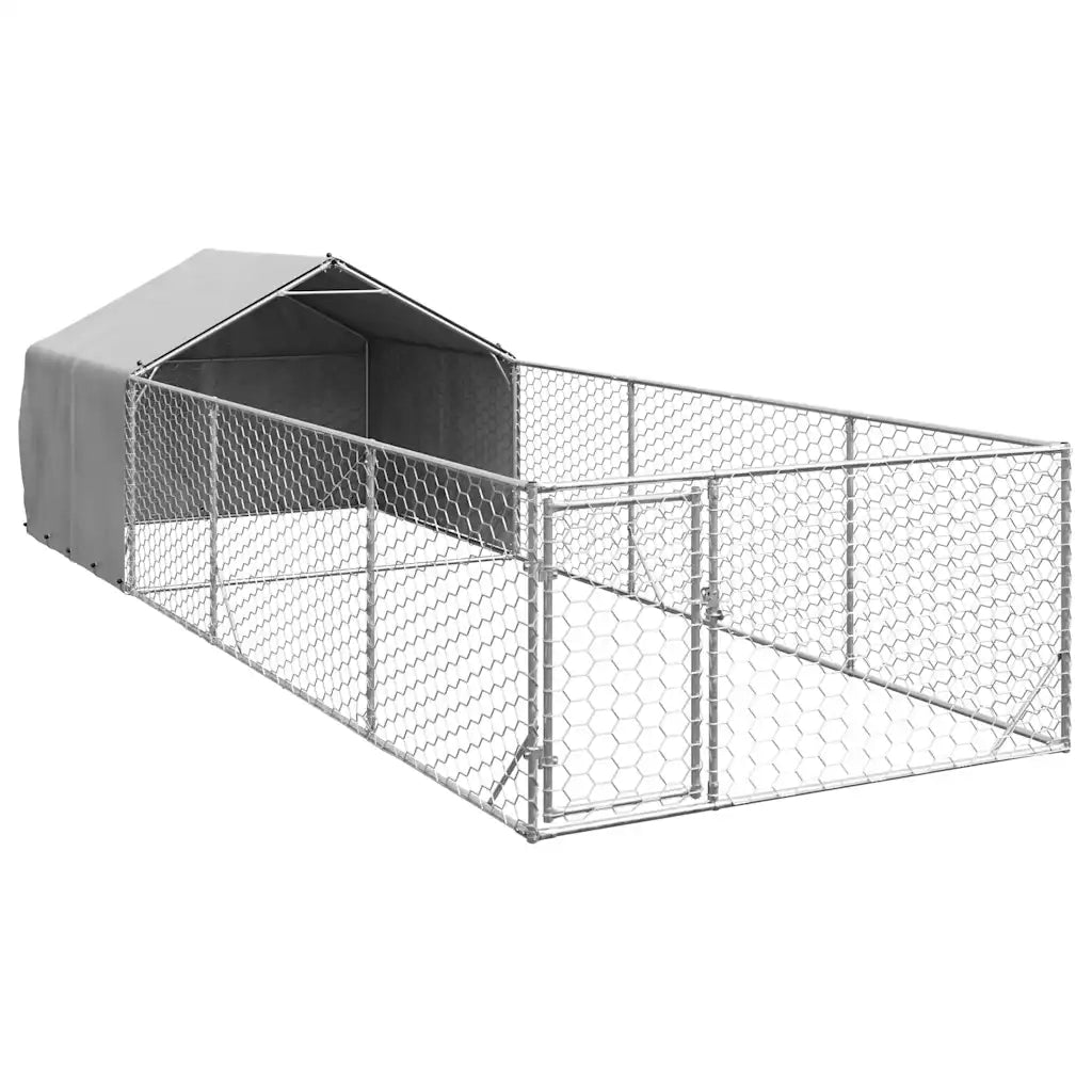 vidaXL Cuccia per Cani da Esterno con Recinto 6x2x1,5m Acciaio Zincato
