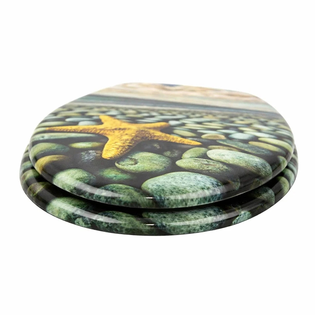Sedile wc copri vater universale frizionato fantasia in mdf chiusura rallentata *** fantasia stone sea, confezione 1