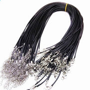 Cordone in cera, cordone, cordone intrecciato, chiusura a carabina, appoggio per catena, accessori per catena, cordone unisex, 40 pezzi, Lunghezza cordone 45 cm, nero