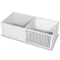 Cuccia per Cuccioli, con Materassino, Facile da Pulire, Legno, 166x80x50 cm, Bianco