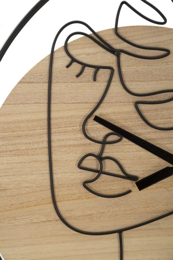 Orologio da Muro Elegant 60x2x60 cm in Ferro e MDF Nero e Marrone