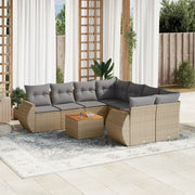 Set Divano da Giardino 9 pz con Cuscini Beige in Polyrattan 3224932