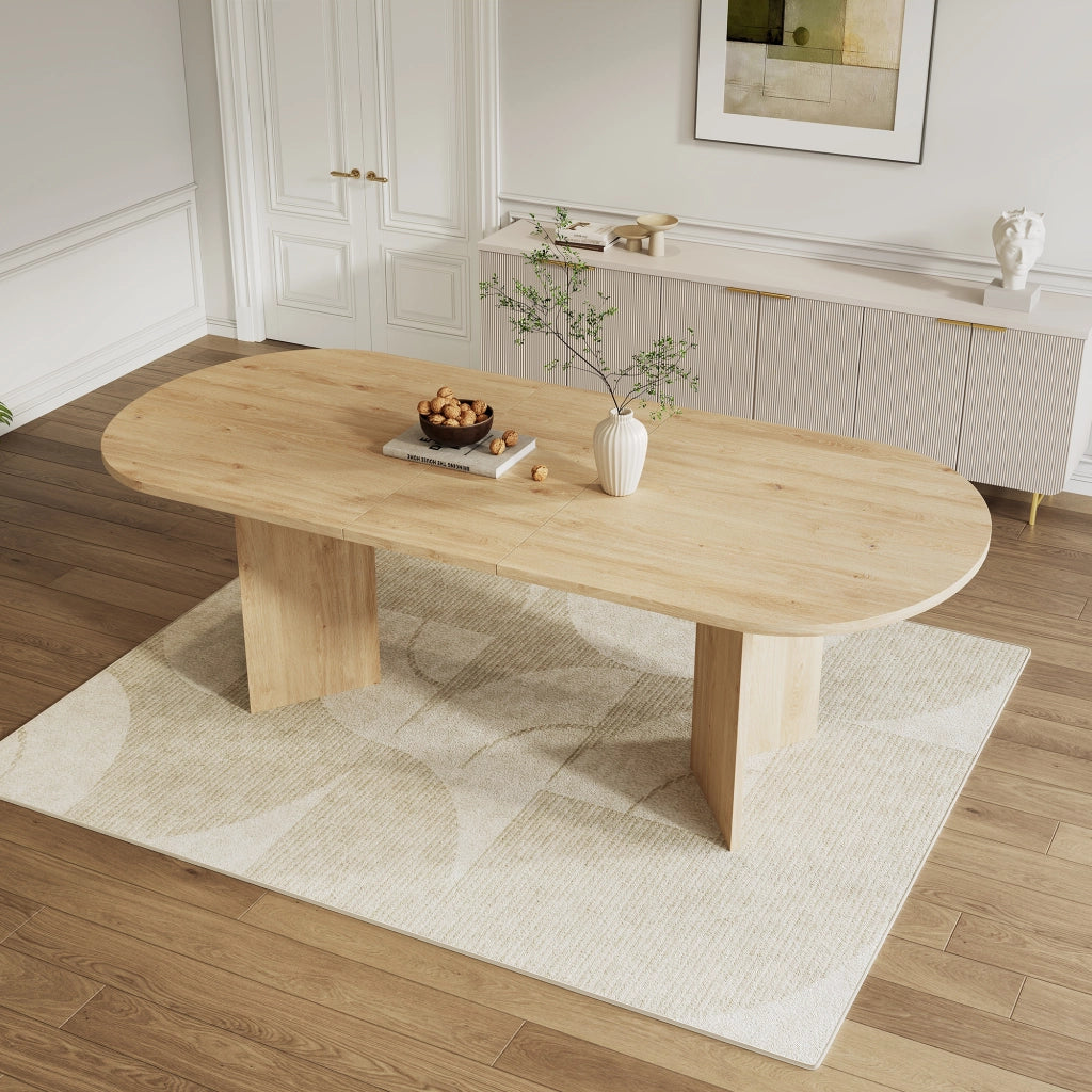 Tavolo da pranzo allungabile 4-8 posti, piano 18 mm, colore rovere, struttura in MDF