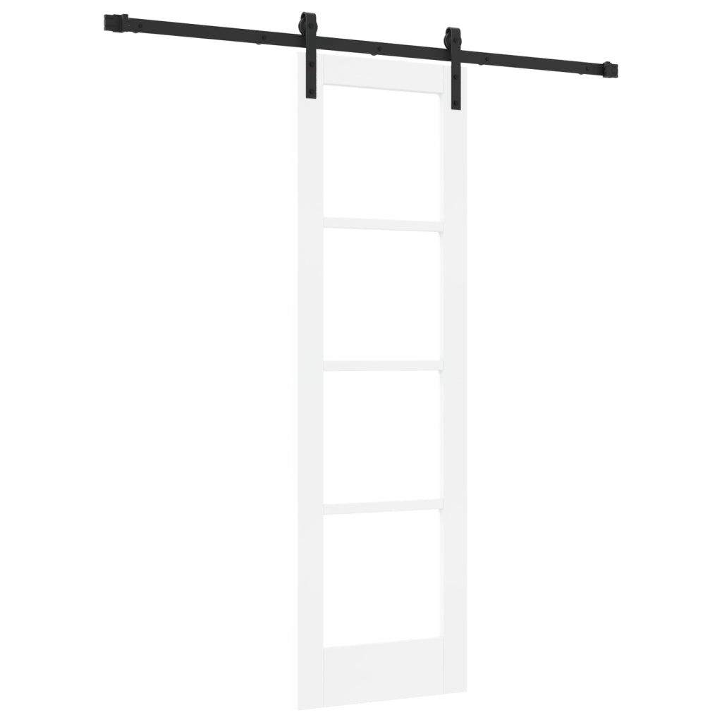 Porta Scorrevole con Kit di Ferramenta 'ORKDAL'Bianco in Legno Massiccio e Vetro