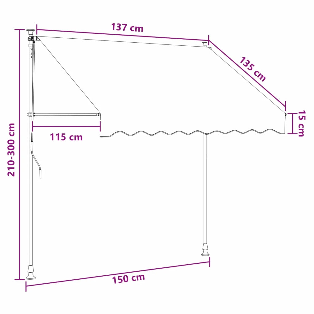 Tenda retrattile manuale Antracite e Bianco 150 cm 42037024