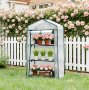 Serra da giardino in PE bianca 69x49x125 cm con 3 ripiani