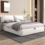 Letto imbottito 180x200 cm con contenitore, 3 cassetti, testiera regolabile, velluto beige
