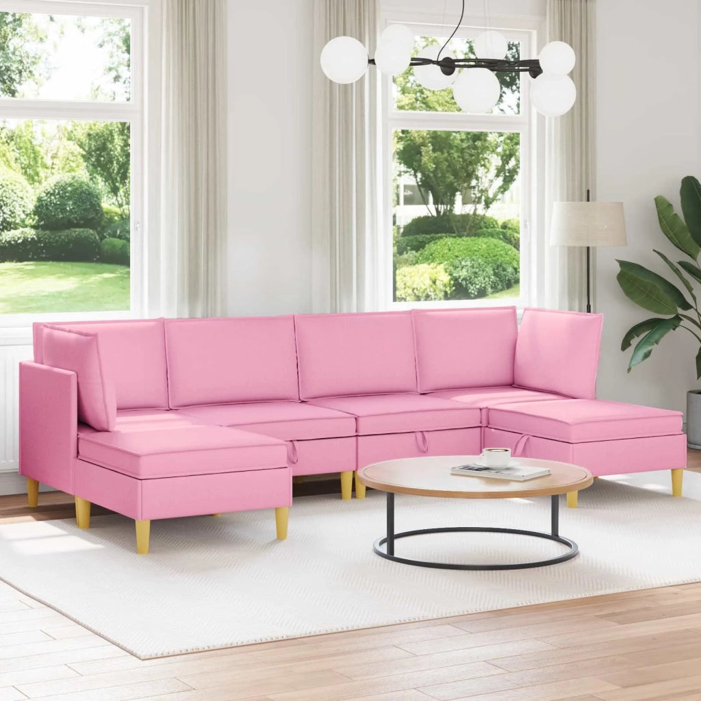 Set di divani modulari con spazio di archiviazione 6 pcs Rosa