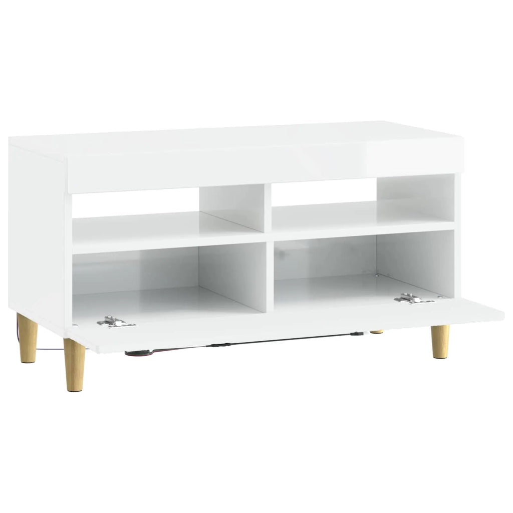 Mobile TV LED Bianco Lucido Legno ingegnerizzato 897219