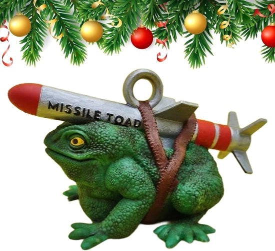 Decorazione per Albero di Natale con Rana Spaziale in Resina.