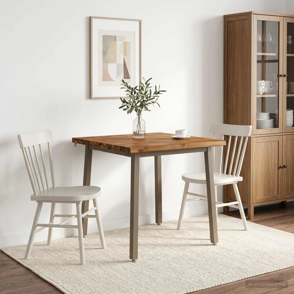 90 x 90 x 75 cm Legno di Acacia Massello Naturale e Caffè 937540