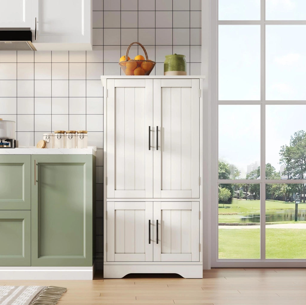 Credenza alta moderna 120x60x40 cm in MDF bianco con luce LED sensore; ante scanalate