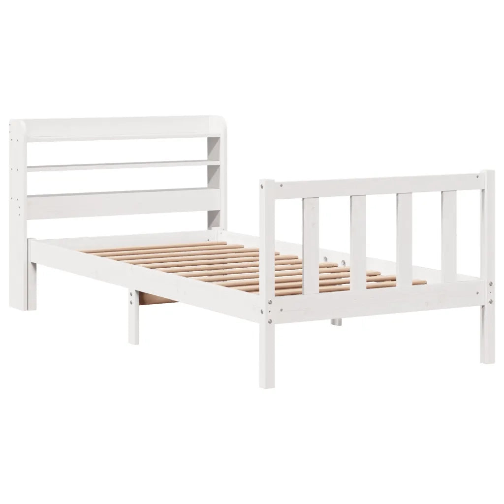 Giroletto senza Materasso-Struttura Letto Bianco 100x200 cm Legno Massello Pino 783232