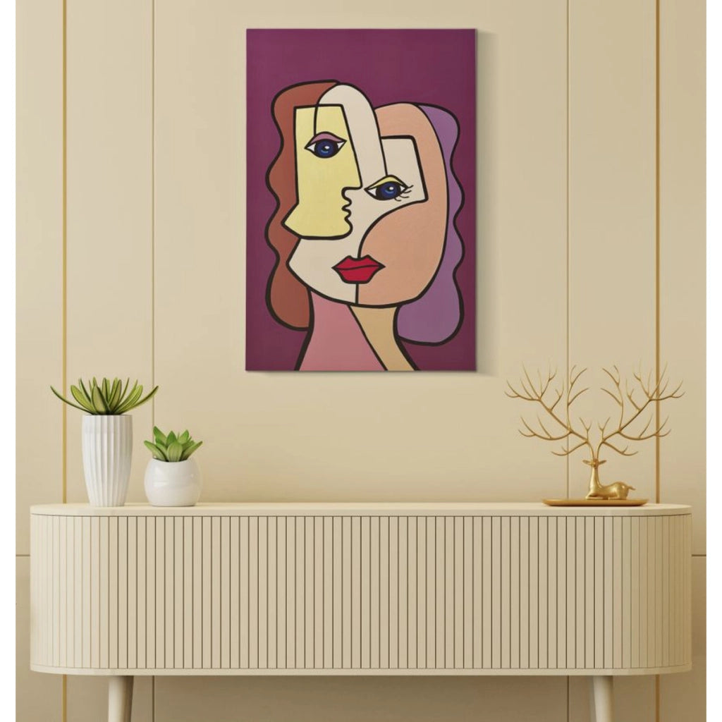 Stampa su Tela Viso 14, Multicolore, Legno, 60x3x90 cm