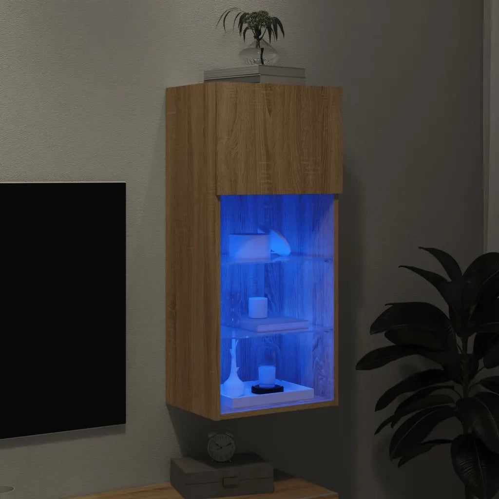 Mobile TV con Luci LED Rovere Sonoma 40,5x30x90 cm 837047