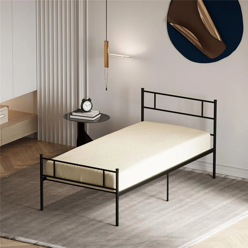 STRUTTURA LETTO SINGOLO IN ACCIAIO 90X200CM CON DOGHE TESTIERA E PEDIERA