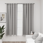 Tende Oscuranti con Ganci Effetto Lino 2 pz Grigie 140x175 cm cod mxl 70262