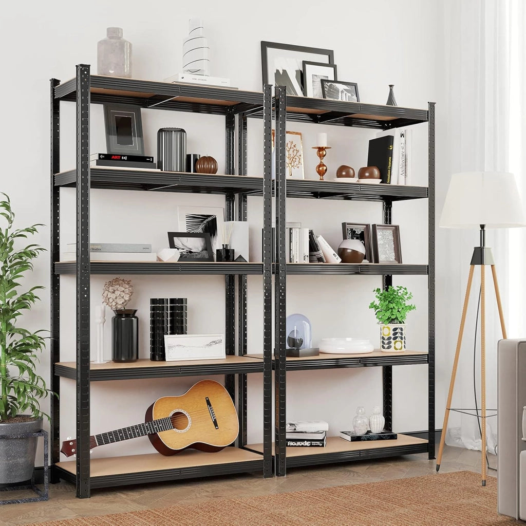 SONGMICS Scaffalatura a 5 Ripiani, Scaffale in Acciaio, Montaggio Rapido, Utensili, Strumenti in Garage, Magazzino, Ripostiglio, Portante 875 kg, 40 x 90 x 180 cm, Nero GLR040B01