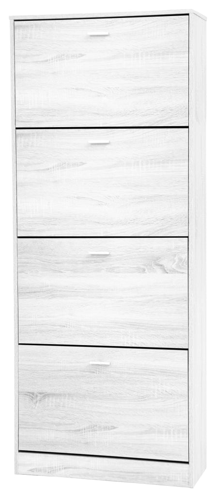 Scarpiera 4 Ante in Melamina Bianco Legno  Mobile Salvaspazio Moderno
