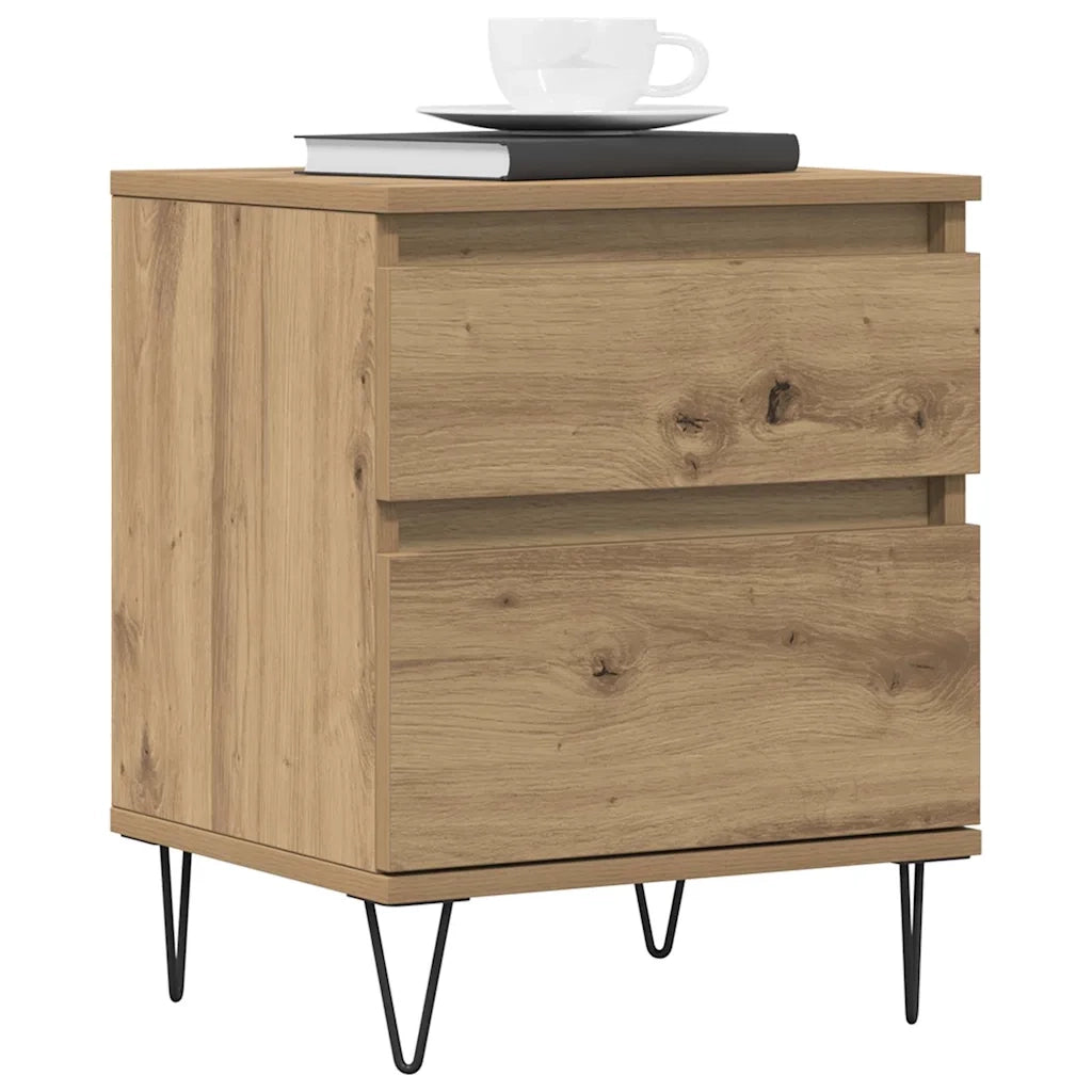 Comodini 2pz Rovere Artigianale 40x35x50 cm Legno Multistrato 857419