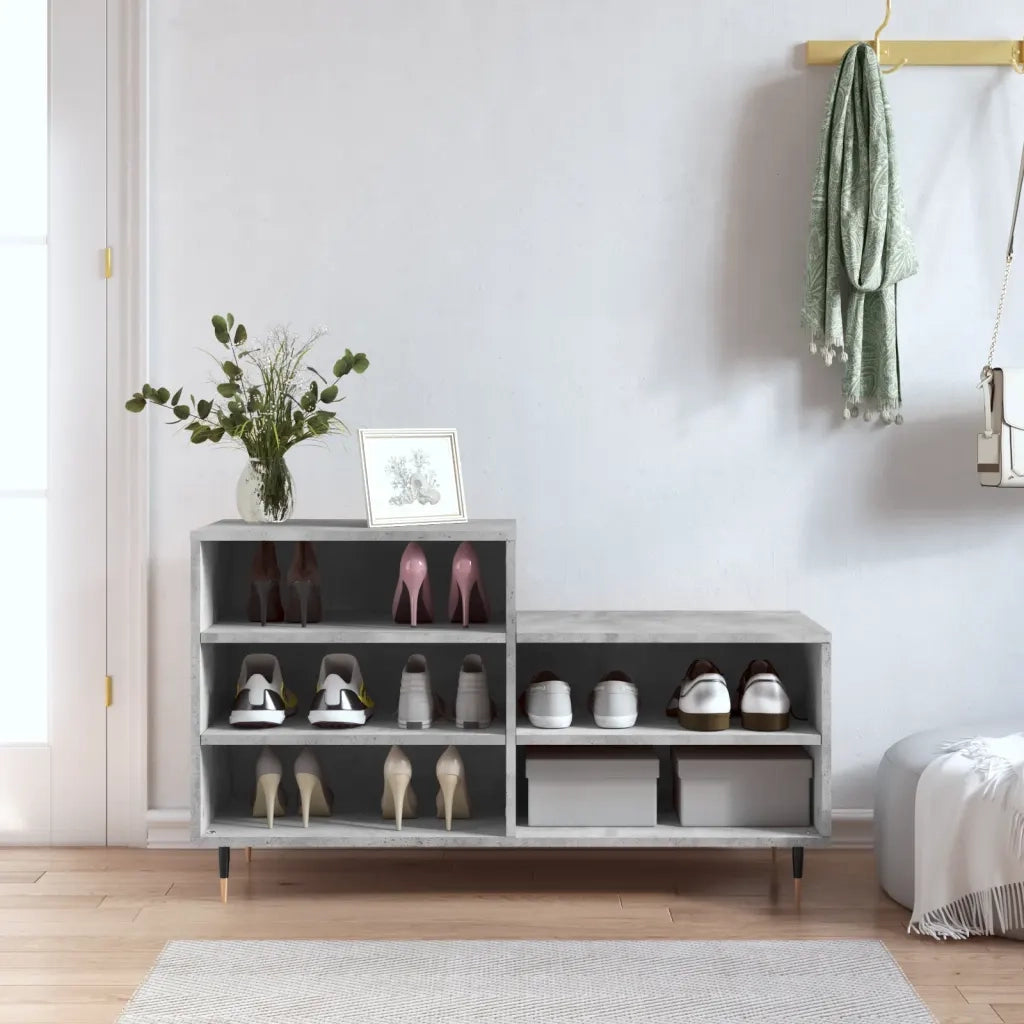 Scarpiera | Mobile per scarpe Grigio Cemento 102x36x60 cm in Legno Multistrato