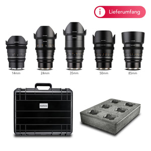 MF 14mm/24mm/35mm/50mm/85mm MK2 Custodia per obiettivi video VDSLR per Sony E