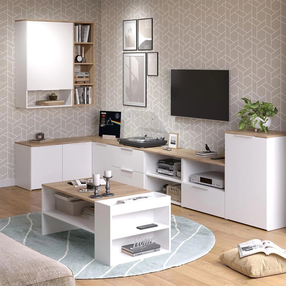 Credenza Wido, Bianco, 50 x 80 cm con ripiano, per la conservazione e l'organizzazione salvaspazio