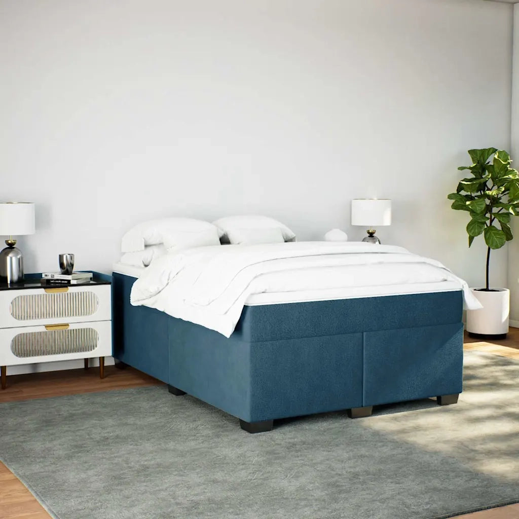 Giroletto a Molle con Materasso Blu Scuro 160x200 cm in Velluto