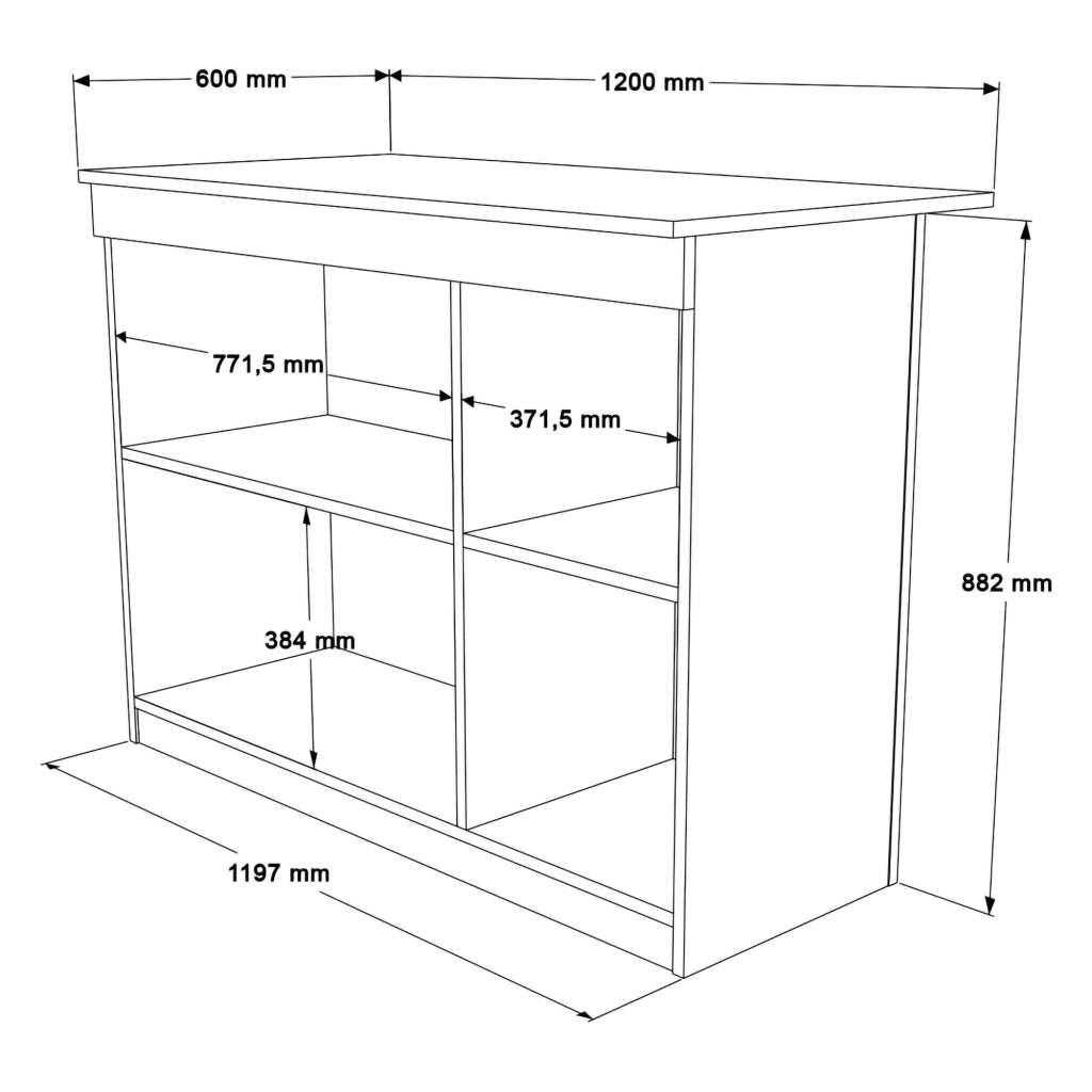 Mobile Dispensa Corsico, Isola da Cucina 2 Ripiani, 120x60x88h cm Marrone Rovere