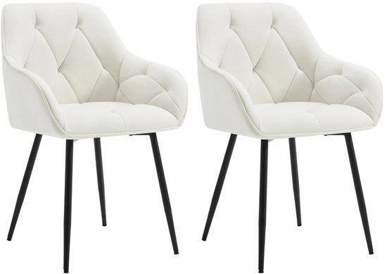 Set di sedie da pranzo da 2 pezzi - Sedia - Set di sedie da pranzo da 2 pezzi - Sedie da cucina - Sedia da abbinare - Design moderno - Salotto - Sedie da pranzo in pelle crème