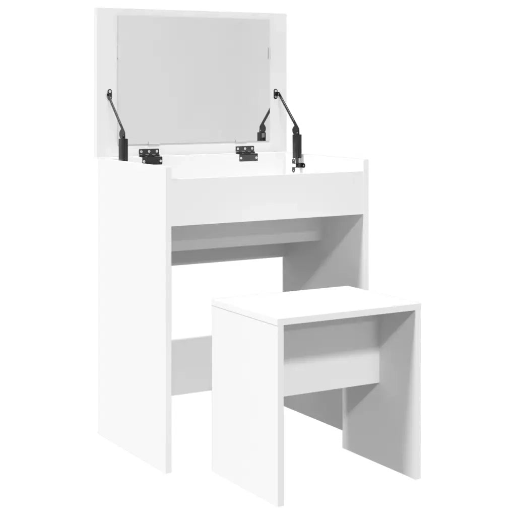 Toeletta | Tavolo da Trucco e Sgabello Bianco 60x40x113,5 cm