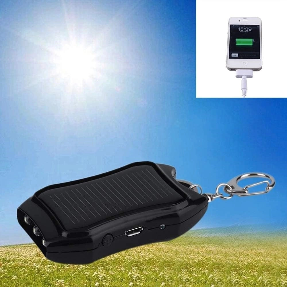 Trade Shop - Power Bank Solare Portabile A Portachiavi Caricatore Esterno Emergenza Con Luci Led Usb -