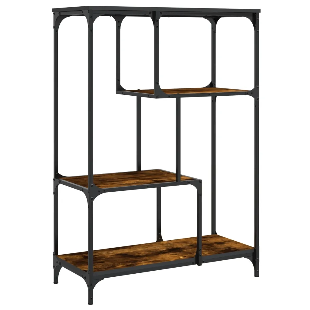 Libreria Rovere Fumo 81x36x115 cm Legno Multistrato e Acciaio 835406