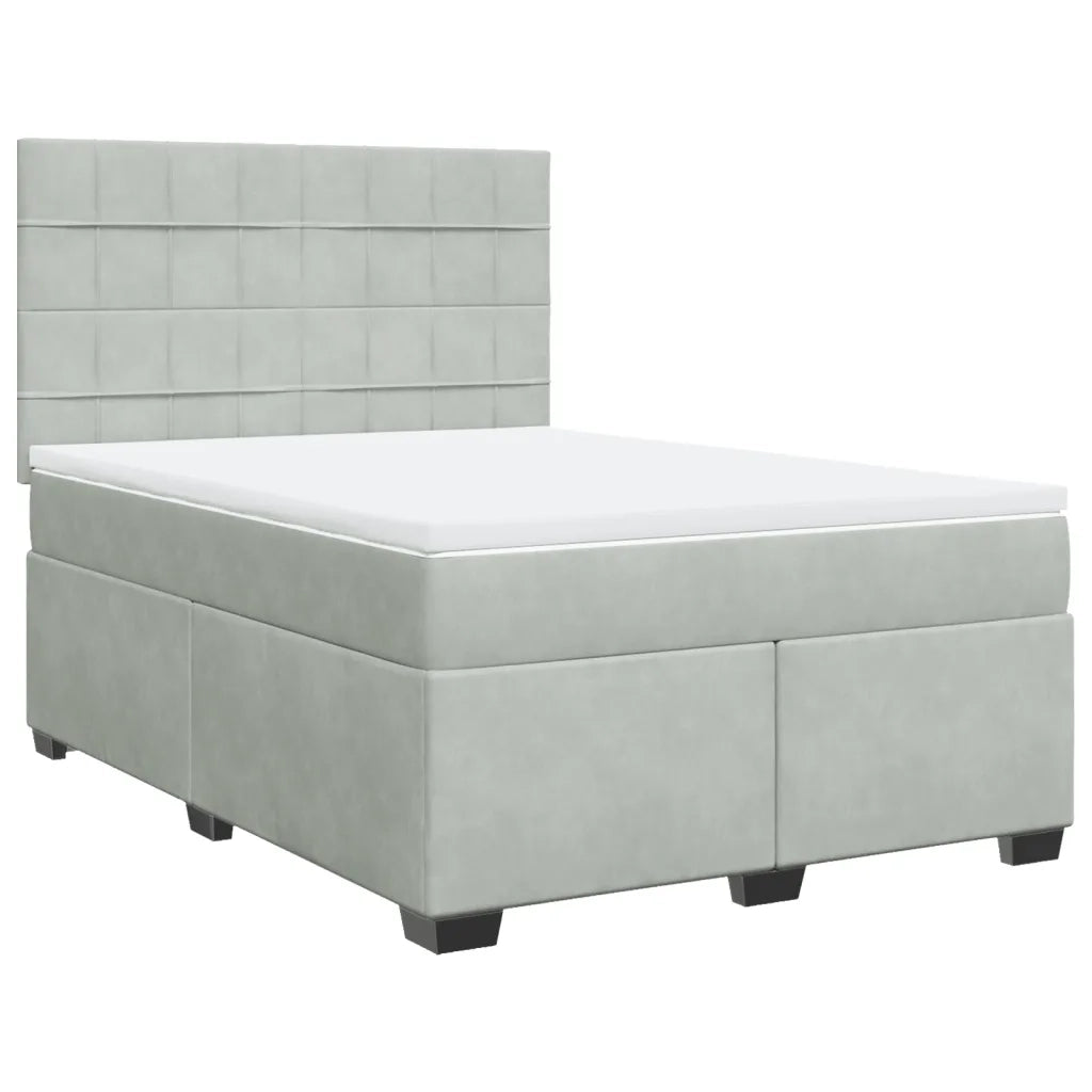 Giroletto a Molle con Materasso Grigio Chiaro 140x190cm Velluto 3293206
