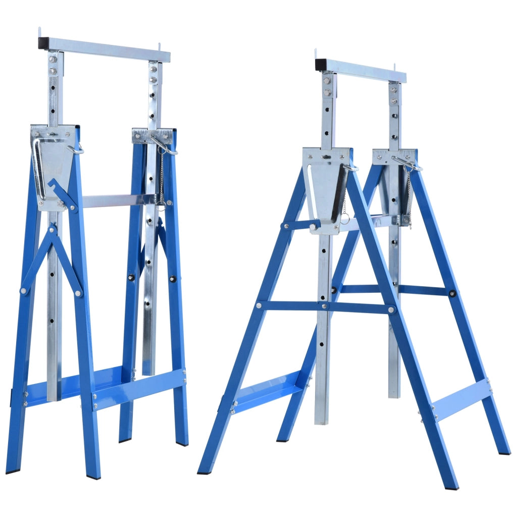 CAVALLETTO DA LAVORO REGOLABILE 68x58x80-130 cm Acciaio Blu Set da 2 pezzi