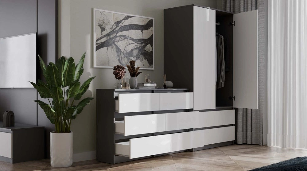 Cassettiera MALWA M6 120 antracite / bianco per camera e soggiorno