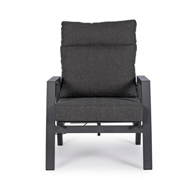 Set 2 Poltrone 72x81x98h cm Reclinabili con Cuscini Kledi Antracite