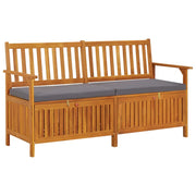 Cassapanca con Cuscino 148 cm in Legno Massello di Acacia