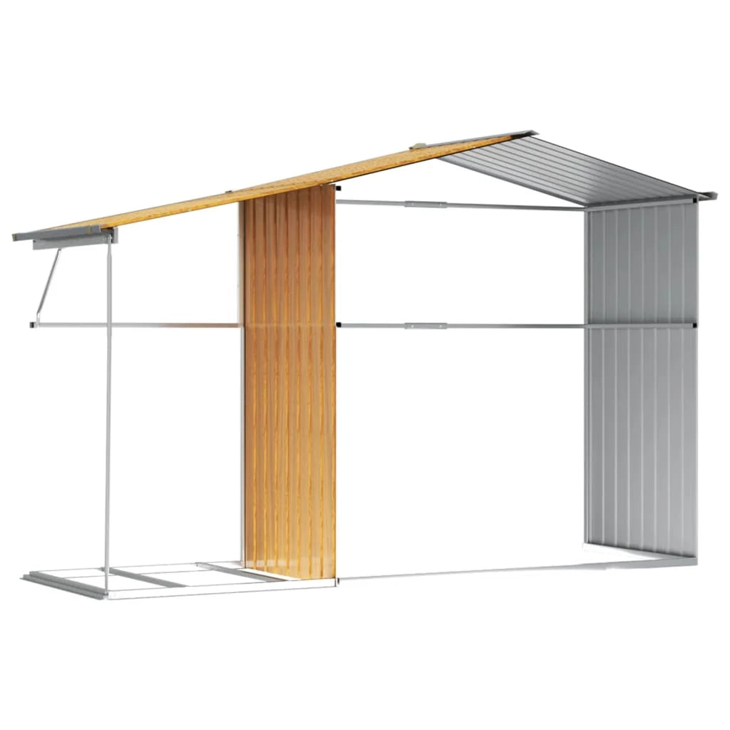 Casetta da giardino cabina ripostiglio casetta da esterno robusta casetta per attrezzi colore chiaro 277 x 192,5 x 179 cm acciaio zincato marrone 02_0022312