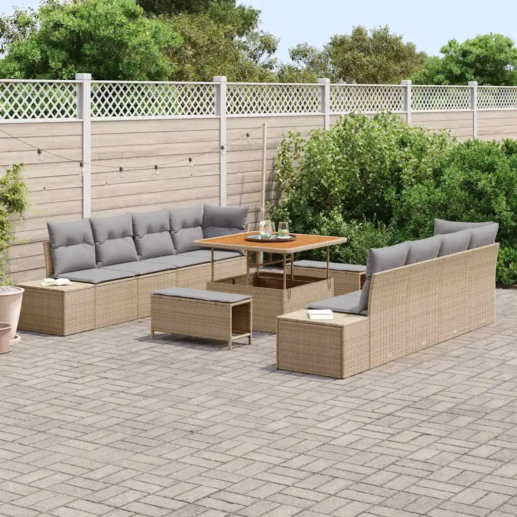 Set Divano da Giardino Beige 100 x 100 x 71 cm Poly Rattan 3364717