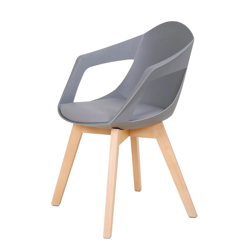 Set di 2 sedie di design Chandra in polipropilene e faggio grigio