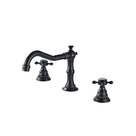 JULIAN | Rubinetto da bagno vintage a 3 fori nero  in acciaio inossidabile retrò premium | Antico miscelatore 2 maniglie per ristorazione alberghiera