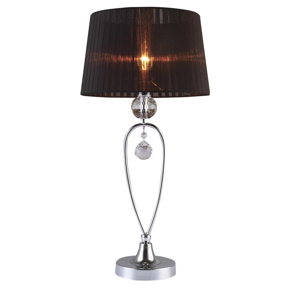 Lampada da tavolo Vivien Italux cromo paralume nero E14