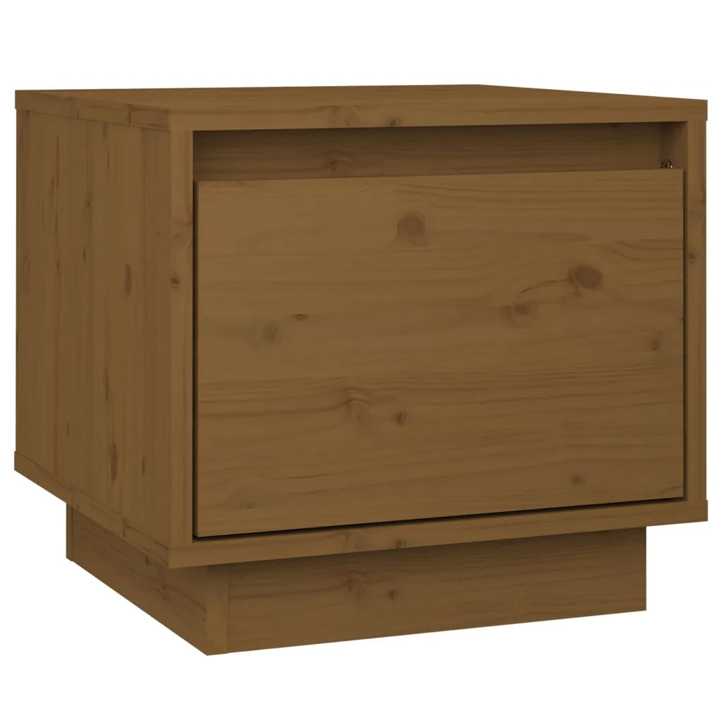 Set di 2 Comodini | Armadio da Notte | Mobiletto da notte Ambrati 35x34x32 cm in Legno Massello di Pino