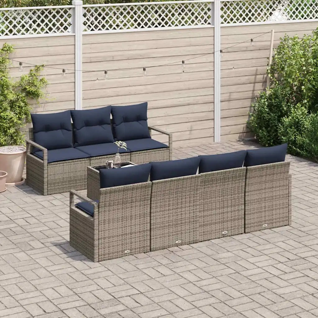 Set di divani con cuscino 8 pcs Grigio polyrattan